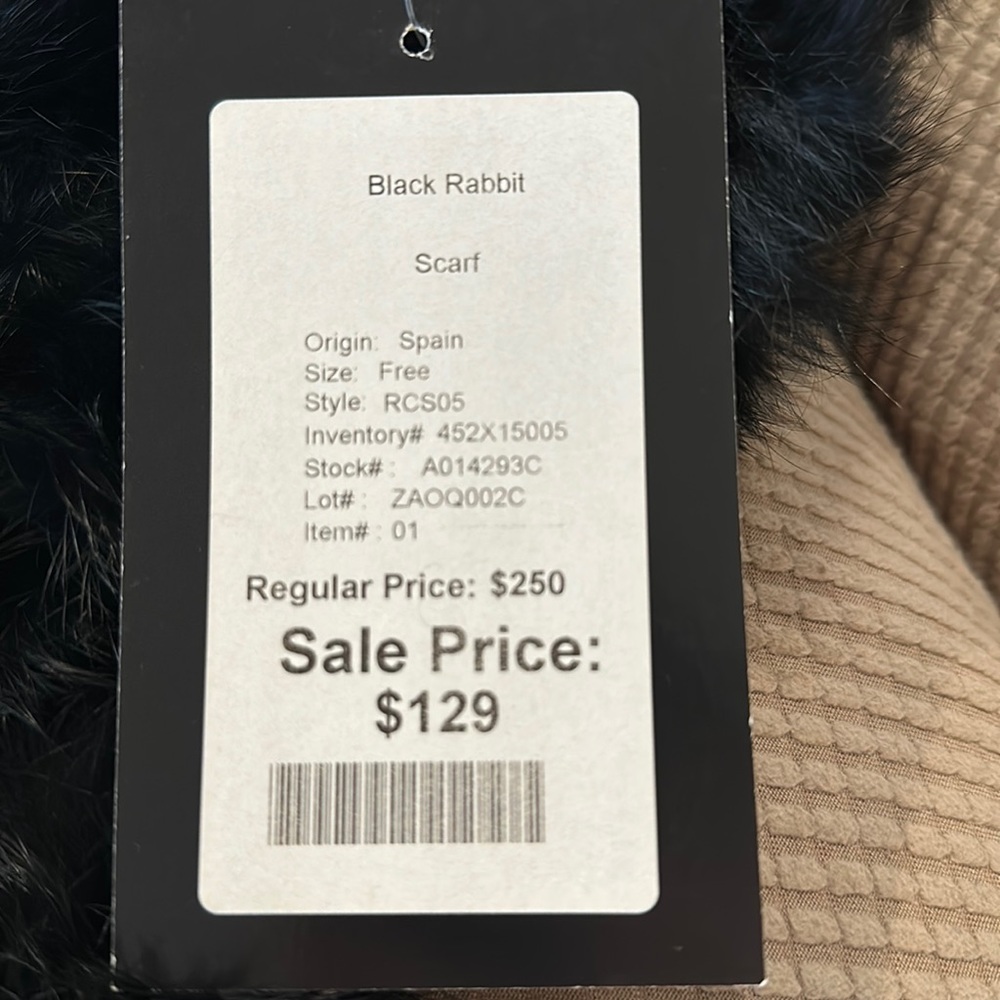 Miller’s Furs black fur scarf $100.